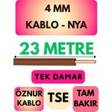 Öznur 4 mm Nya Kablo Metre Seçenekli (Kahverengi) - 23 METRE