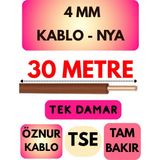 Öznur 4 mm Nya Kablo Metre Seçenekli (Kahverengi) - 30 METRE