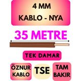 Öznur 4 mm Nya Kablo Metre Seçenekli (Kahverengi) - 35 METRE