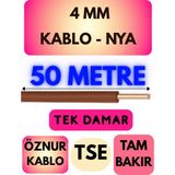 Öznur 4 mm Nya Kablo Metre Seçenekli (Kahverengi) - 50 METRE