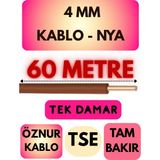 Öznur 4 mm Nya Kablo Metre Seçenekli (Kahverengi) - 60 METRE