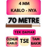 Öznur 4 mm Nya Kablo Metre Seçenekli (Kahverengi) - 70 METRE