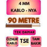 Öznur 4 mm Nya Kablo Metre Seçenekli (Kahverengi) - 90 METRE