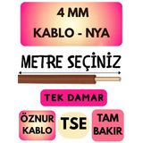 Öznur 4 Mm Nya Kablo Metre Seçenekli (Kahverengi)