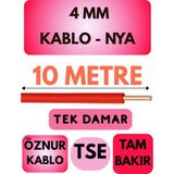 Öznur 4 mm Nya Kablo Metre Seçenekli (Kırmızı) - 10 METRE