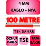Öznur 4 mm Nya Kablo Metre Seçenekli (Kırmızı) - 100 METRE