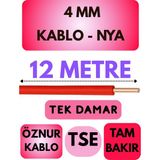 Öznur 4 mm Nya Kablo Metre Seçenekli (Kırmızı) - 12 METRE