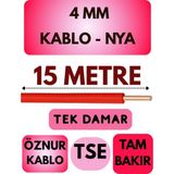 Öznur 4 mm Nya Kablo Metre Seçenekli (Kırmızı) - 15 METRE