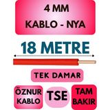 Öznur 4 mm Nya Kablo Metre Seçenekli (Kırmızı) - 18 METRE