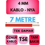 Öznur 4 mm Nya Kablo Metre Seçenekli (Kırmızı) - 7 METRE