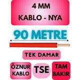 Öznur 4 mm Nya Kablo Metre Seçenekli (Kırmızı) - 90 METRE