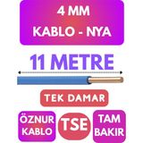 Öznur 4 mm Nya Kablo Metre Seçenekli (Mavi) - 11 METRE