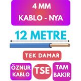Öznur 4 mm Nya Kablo Metre Seçenekli (Mavi) - 12 METRE