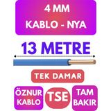 Öznur 4 mm Nya Kablo Metre Seçenekli (Mavi) - 13 METRE