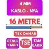 Öznur 4 mm Nya Kablo Metre Seçenekli (Mavi) - 16 METRE