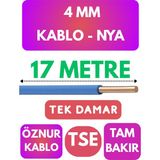 Öznur 4 mm Nya Kablo Metre Seçenekli (Mavi) - 17 METRE