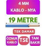 Öznur 4 mm Nya Kablo Metre Seçenekli (Mavi) - 19 METRE