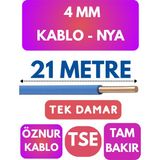 Öznur 4 mm Nya Kablo Metre Seçenekli (Mavi) - 21 METRE