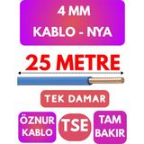 Öznur 4 mm Nya Kablo Metre Seçenekli (Mavi) - 25 METRE