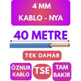 Öznur 4 mm Nya Kablo Metre Seçenekli (Mavi) - 40 METRE