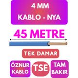 Öznur 4 mm Nya Kablo Metre Seçenekli (Mavi) - 45 METRE
