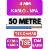 Öznur 4 mm Nya Kablo Metre Seçenekli (Mavi) - 50 METRE
