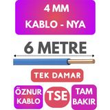 Öznur 4 mm Nya Kablo Metre Seçenekli (Mavi) - 6 METRE