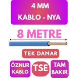 Öznur 4 mm Nya Kablo Metre Seçenekli (Mavi) - 8 METRE