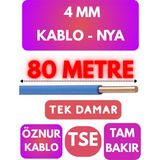 Öznur 4 mm Nya Kablo Metre Seçenekli (Mavi) - 80 METRE
