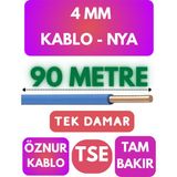 Öznur 4 mm Nya Kablo Metre Seçenekli (Mavi) - 90 METRE
