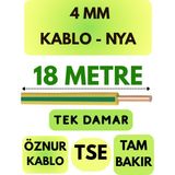 Öznur 4 mm Nya Kablo Metre Seçenekli (Sarı-Yeşil) - 18 METRE
