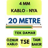 Öznur 4 mm Nya Kablo Metre Seçenekli (Sarı-Yeşil) - 20 METRE