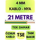 Öznur 4 mm Nya Kablo Metre Seçenekli (Sarı-Yeşil) - 21 METRE