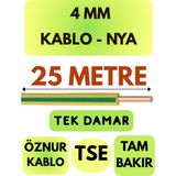 Öznur 4 mm Nya Kablo Metre Seçenekli (Sarı-Yeşil) - 25 METRE