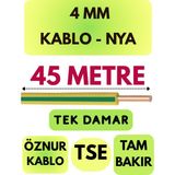 Öznur 4 mm Nya Kablo Metre Seçenekli (Sarı-Yeşil) - 45 METRE