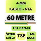 Öznur 4 mm Nya Kablo Metre Seçenekli (Sarı-Yeşil) - 60 METRE