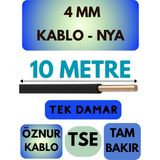 Öznur 4 mm Nya Kablo Metre Seçenekli (Siyah) - 10 METRE