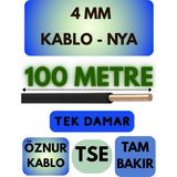 Öznur 4 mm Nya Kablo Metre Seçenekli (Siyah) - 100 METRE