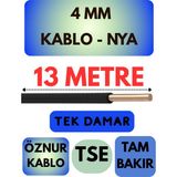 Öznur 4 mm Nya Kablo Metre Seçenekli (Siyah) - 13 METRE