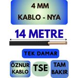 Öznur 4 mm Nya Kablo Metre Seçenekli (Siyah) - 14 METRE