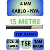 Öznur 4 mm Nya Kablo Metre Seçenekli (Siyah) - 15 METRE