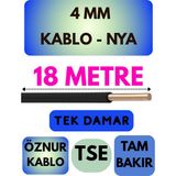 Öznur 4 mm Nya Kablo Metre Seçenekli (Siyah) - 18 METRE