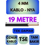 Öznur 4 mm Nya Kablo Metre Seçenekli (Siyah) - 19 METRE