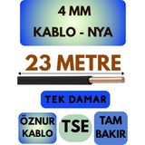 Öznur 4 mm Nya Kablo Metre Seçenekli (Siyah) - 23 METRE