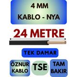 Öznur 4 mm Nya Kablo Metre Seçenekli (Siyah) - 24 METRE