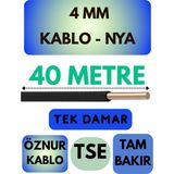 Öznur 4 mm Nya Kablo Metre Seçenekli (Siyah) - 40 METRE