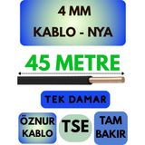Öznur 4 mm Nya Kablo Metre Seçenekli (Siyah) - 45 METRE