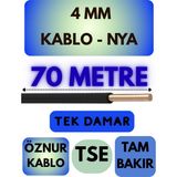Öznur 4 mm Nya Kablo Metre Seçenekli (Siyah) - 70 METRE