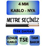 Öznur 4 Mm Nya Kablo Metre Seçenekli (Siyah)