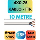 Öznur 4x0,75 Ttr Kablo Metre Seçenekli (Beyaz) - 10 METRE